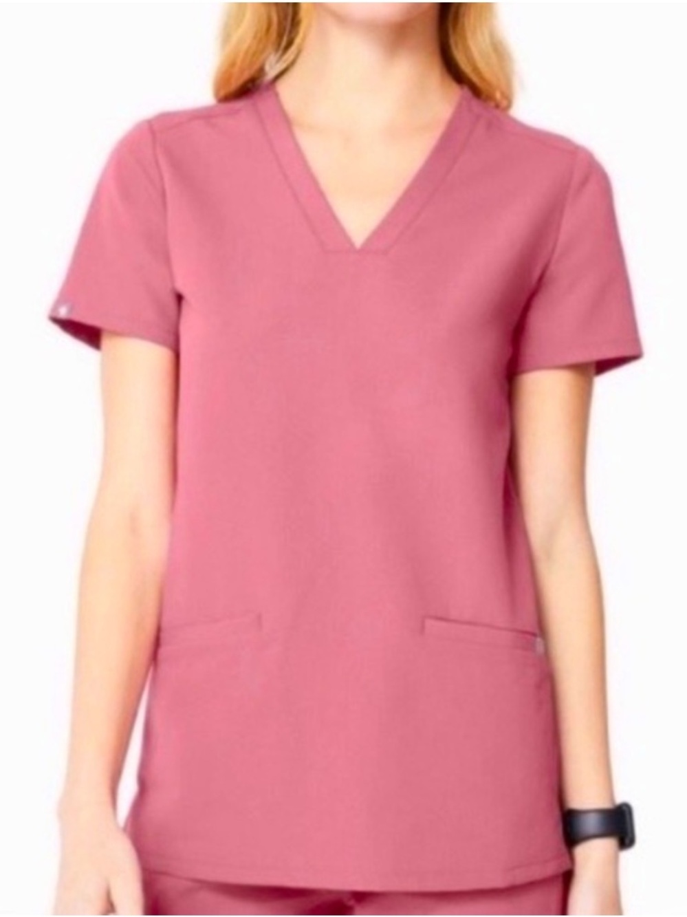 Figs Women's V-Neck Scrub Top in Dusty Rose